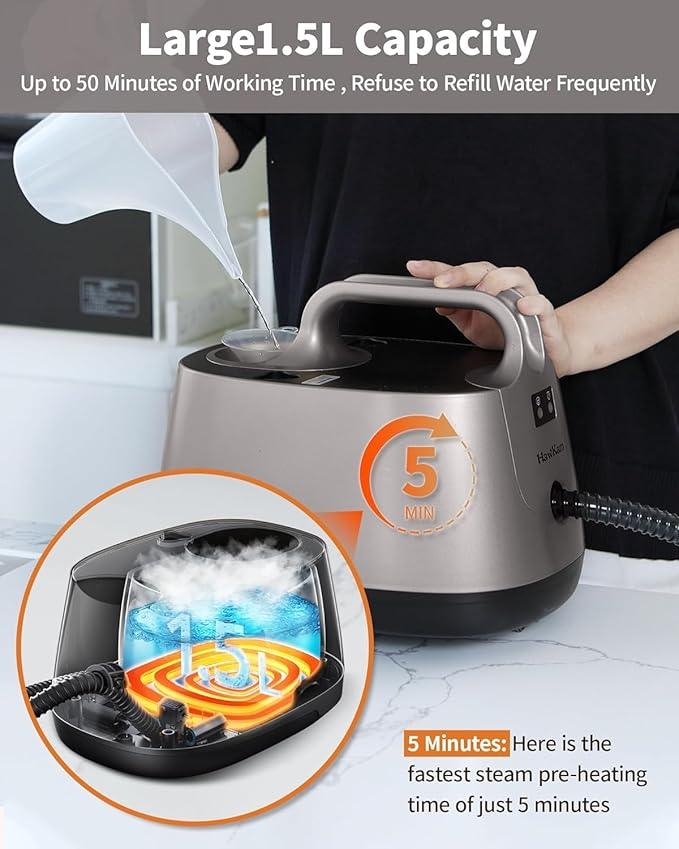 Steam Cleaner for Home, 293°F 58 PSI Powerful Multipurpose Handheld Steam Mop, 21 Attachments, 50Oz Capacity, Heavy Duty Steamer for Carpets, Floors, Cars, Tiles, Crack Cleaning, Turquoise - NeatNest