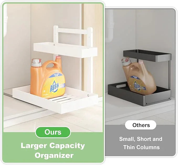 Under Sink Organizer - 1-Tier Pull Out Cabinet Organizer Vertical Slide Out Sink Shelf Storage Shelves for Multi-Purpose Bath Kitchen Bathroom Medicine (White, 1 Pack) - NeatNest