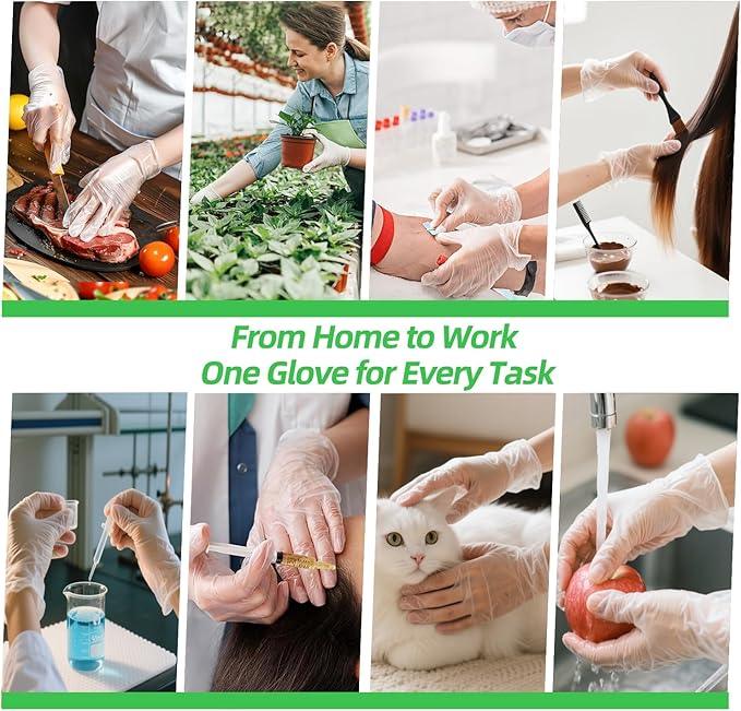 Disposable Vinyl Gloves Clear, Latex & Powder Free, Food Grade Safe for Food Prep Kitchen Cooking Cleaning Salon - NeatNest
