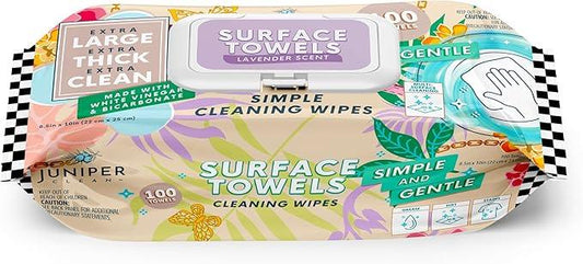 Single Surface Cleaning Wipes Bleach Free, Thick & Large Dispose, All-Purpose Cleaner for Bathroom, Kitchen, Office, 100 Count Soft Flow, Biodegradable, Lavender Scent - NeatNest