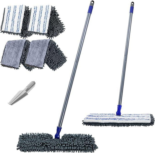 Microfiber Mops for Floor Cleaning, Masthome Dust Mop with 4 Washable Pads, 2-SidedMicrofiber Flip Mop for Wet & Dry Use, Flat Floor Mops for Hardwood, Laminate, Vinyl,Kitchen, Tile -1 Scraper - NeatNest
