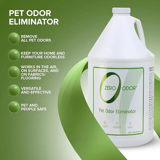 Zero Odor - Pet Odor Eliminator for strong odor, Eliminate Air & Surface Odors – Patented Molecular Technology Best For Carpet, Furniture, Beds Smell Great Again (128 Ounces) - NeatNest