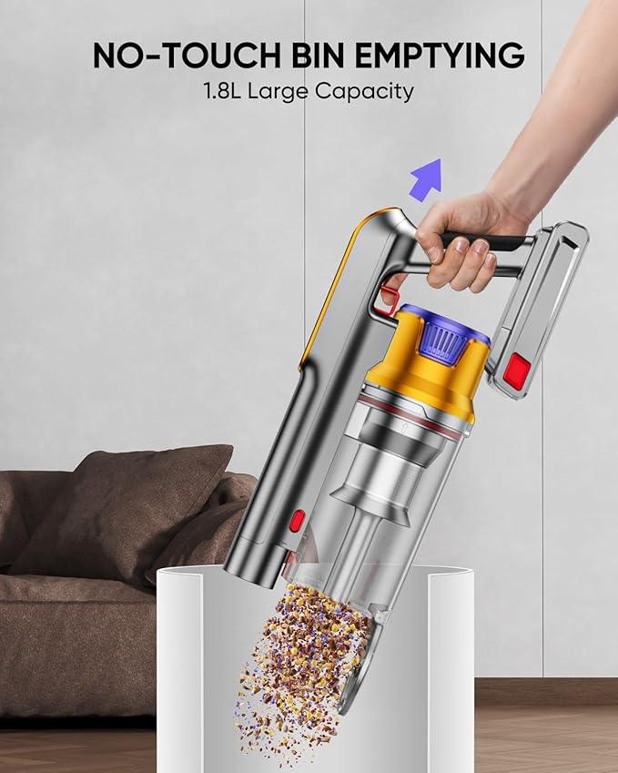 Cordless Vacuum Cleaner, 650W 55KPA 70Mins Vacuum Cleaners for Home, Stick Vacuum with 1.8L Cup, Anti-Tangle, 8-Stage Filter System, Green Light for Pet Hair, Carpet, Floor - NeatNest