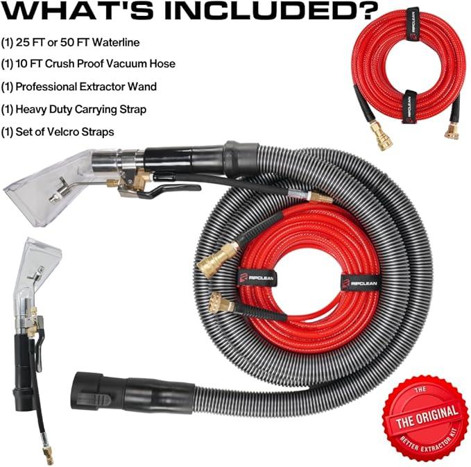 [RIPCLEAN] ORIGINAL Betterextractor Hose Kit Extractor Universal Attachment for Shop Vacuum | Use for Carpet, Rugs, CarS, Upholstery, Stairs, Mattresses | Stainless Steel Hand Tool (25Ft Waterline) - NeatNest
