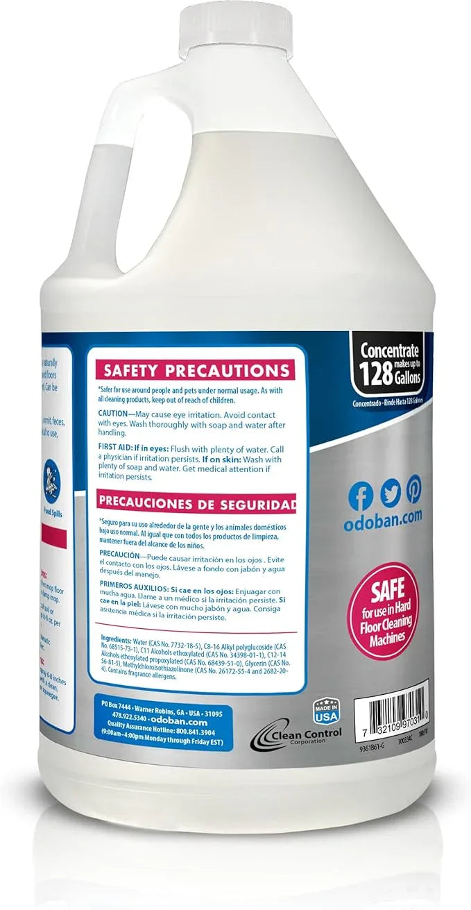 OdoBan Pet Solutions No Rinse Neutral pH Floor Cleaner Concentrate, Made in the USA, Splash O' Citrus Scent, 4 Gallons - NeatNest