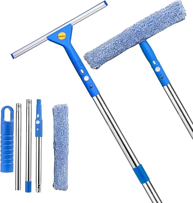 Professional Window Cleaning kit, 2-in-1 Window Squeegee with 51" Extension Poles, Suitable for Indoor & Outdoor Windows, High Glass, High Windows, Multi-Purpose Car Windshield Cleaning - NeatNest