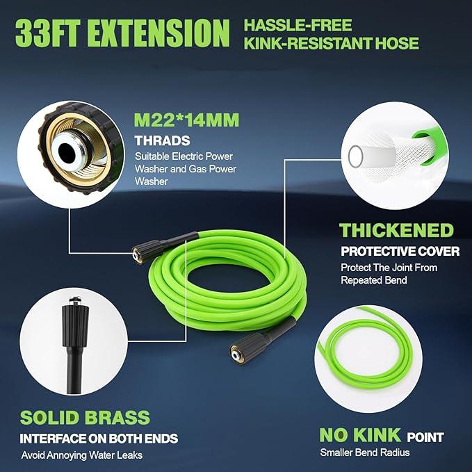 Electric Pressure Washer 5000 PSI 3.8GPM Power Washer with 33FT Hose and 4 Nozzles for Cars/Fences/Driveways/Home/Patios Cleaning, Green - NeatNest