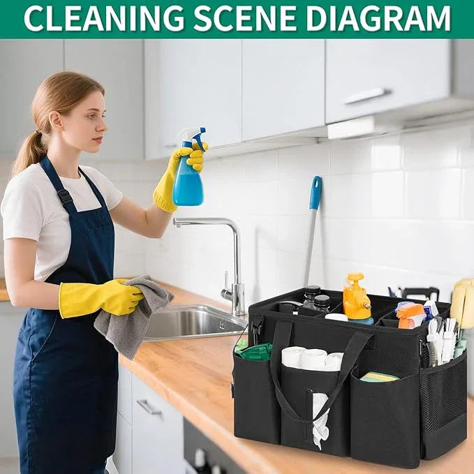 Wearable Cleaning Caddy Bag for Cleaning Supplies, Large Capacity Cleaning Organizer Tote Bag Simple Kitchen Cleaning Supplies Storage Bag for Cleaners Housekeepers (Black) - NeatNest