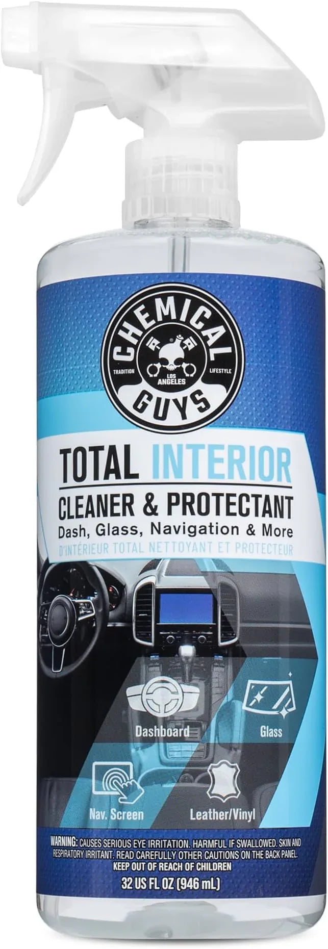 Chemical Guys Total Interior Cleaner & Protectant – Chemical Guys Interior Cleaner, Cleans & Protects Leather, Vinyl, Plastic, Rubber, Glass with a Streak-Free Finish — Cars, Trucks, SUVs, RVs, 32 oz - NeatNest
