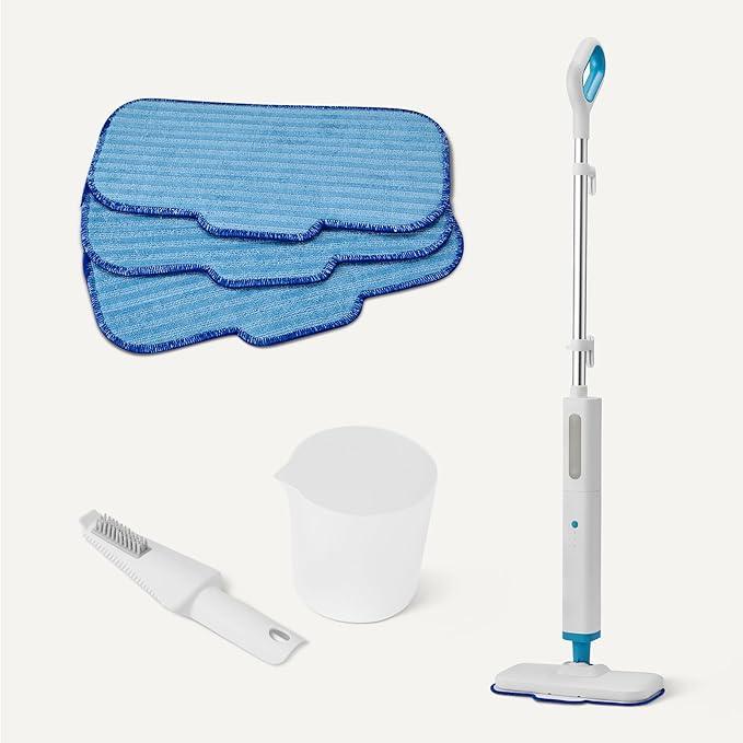 Amazon Basics Steam Mop for Hard Floor Cleaning with 20-Foot Cord, 3 Washable Pads, White - NeatNest