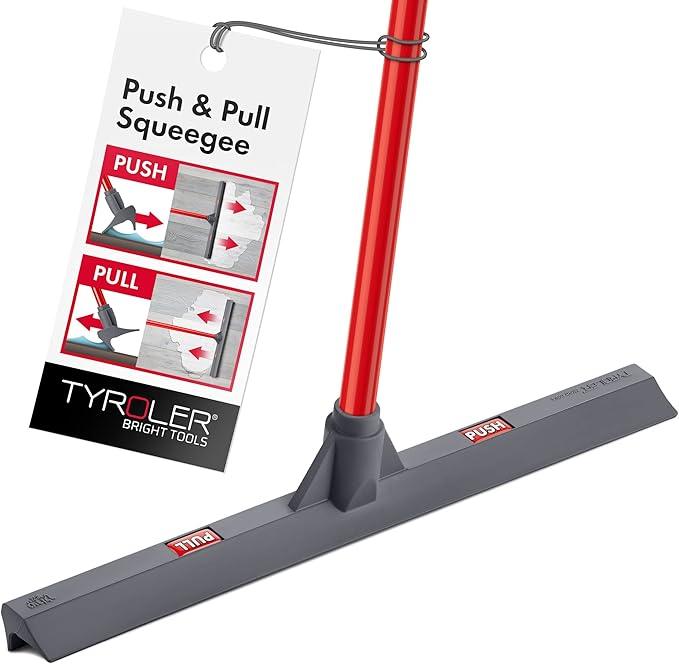 Tyroler Floor Squeegee for Concrete Floors, 17" Heavy Duty Squeegee for Floor, Squeegees Broom for Floors with 55" 4 Part Handle Perfect for Tiles, Marble, Garage, Deck, Patio, Bathroom, Shower - NeatNest