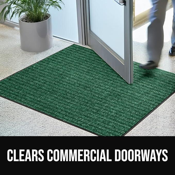 GORILLA GRIP Waterproof Traffic Guard Door Mat, 47x35, Heavy Duty Entryway Mats, Strong Rubber Back Commercial Utility Rugs for Office Hallway, Garage Floor and Home, Low Profile Carpet Runner, Green - NeatNest
