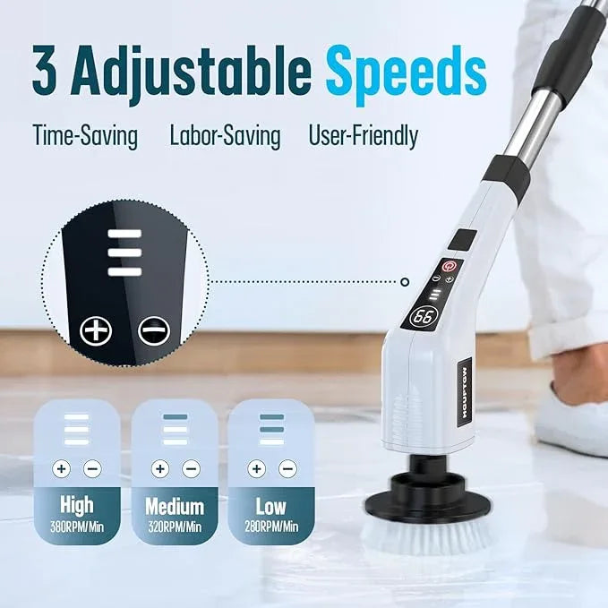 Electric Spin Scrubber, Cleaning Brushes for Household Use with 8 Replaceable Brush Heads, Power Scrubbers for Cleaning Bathroom, Extension Bath Brush Long Handle for Shower, Tub, Kitchen, Tile, Floor - NeatNest