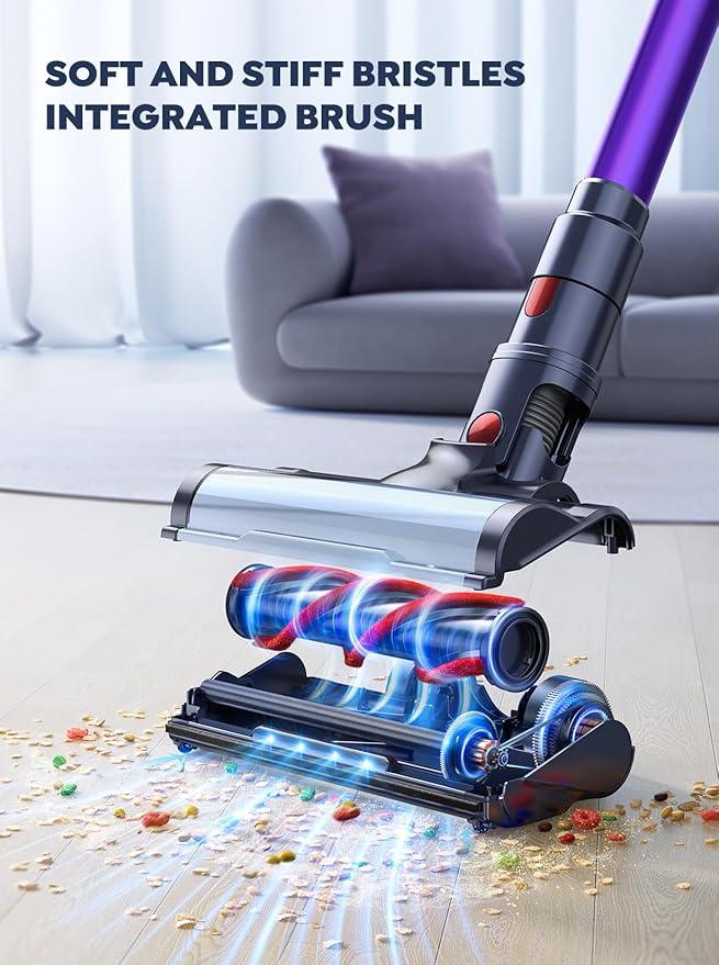 Cordless Vacuum Cleaner, 2 Batteries 110 Mins Runtime Vacuum Cleaners for Home, 45KPA 550W Stick Vacuum with Brushless Motor, Automatically Adjust Suction, Handheld Vacuum for Pet Hair/Carpet/Floor - NeatNest
