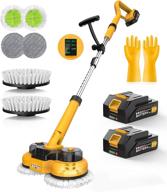 qimedo 6000mAh Battery Cordless Electric Mop M1 Pro, 800RPM Electric Power Scrubber & Mops for Floor Cleaning, Automatic Spin Mops with Smart Display,Rotating Mop with LED Light & Water Spray - NeatNest