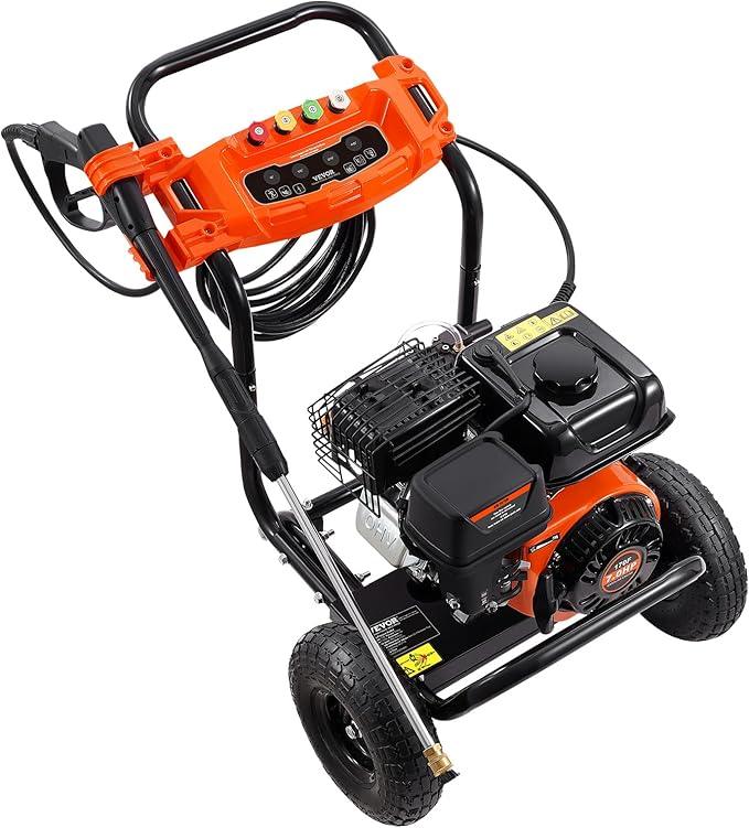 VEVOR Gas Pressure Washer, 3500 PSI 2.6 GPM, Gas Powered Pressure Washer with Aluminum Pump, Spray Gun and Extension Wand, 5 Nozzle Set, for Cars, Fences, Homes, Driveways, Patios Furniture Horizontal - NeatNest