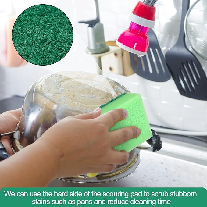 Patelai 100 Pcs Heavy Duty Cleaning Scrub Sponges for Kitchen Abrasive Scrubber Sponge Bulk One Scouring Scrubbing One Absorbent Dish for Washing Dishes Kitchen, Assorted Colors - NeatNest