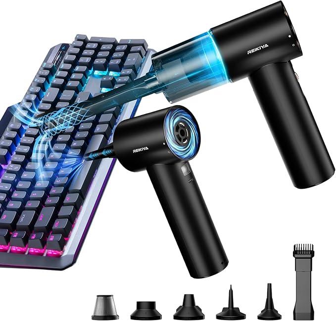 REIKIYA Compressed Air Duster 150000RPM Portable Air Blower for Computer, Keyboard with LED Light, 7800mAh Rechargeable 18000Pa Cordless Portable Vacuum Cleaner for Car Home Office - NeatNest