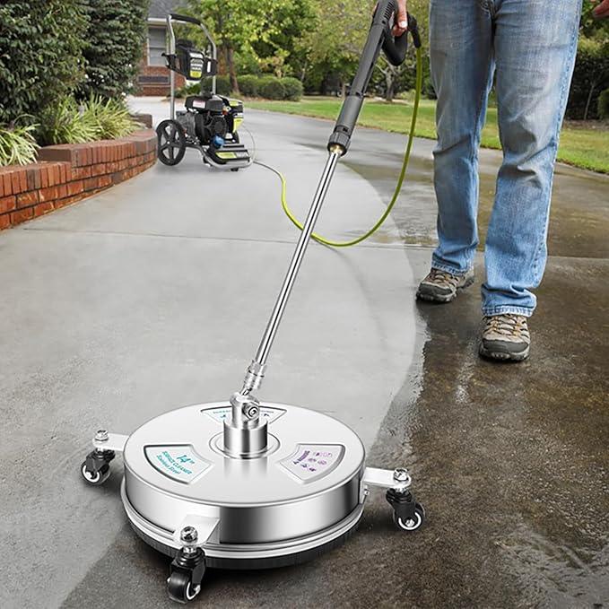 14" Pressure Washer Surface Cleaner with 4 Wheels-Stainless Steel Power Washer Accessories for Concrete Driveways Sidewalks Patios Cleaning (14 INCH Silver) - NeatNest
