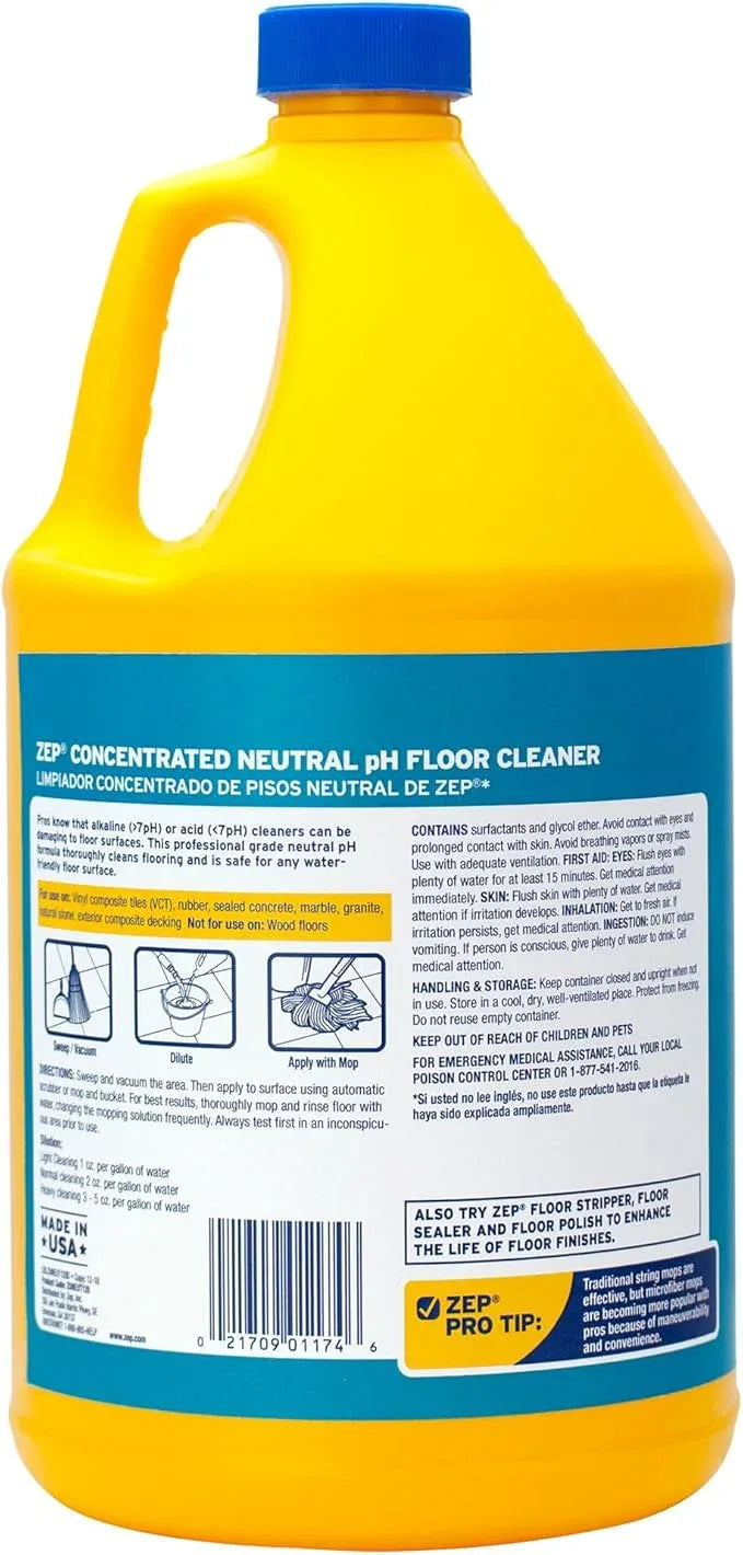 Zep Neutral PH Industrial Floor Cleaner - 1 Gallon - ZUNEUT128 - Concentrated Pro Trusted All-Purpose Floor Cleaner - NeatNest