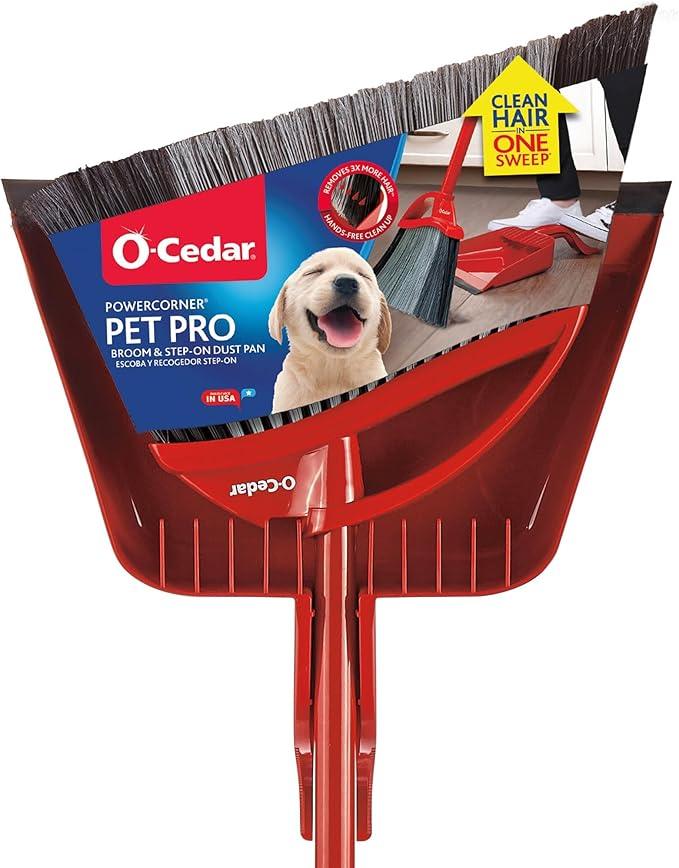 O-Cedar Pet Pro Broom with Step-On Dustpan | Remove 99% with One Sweep | DustPan Removes 3 Times More Pet Hair | Quiet Cleaning Tool for Cat and Dog Owners - NeatNest