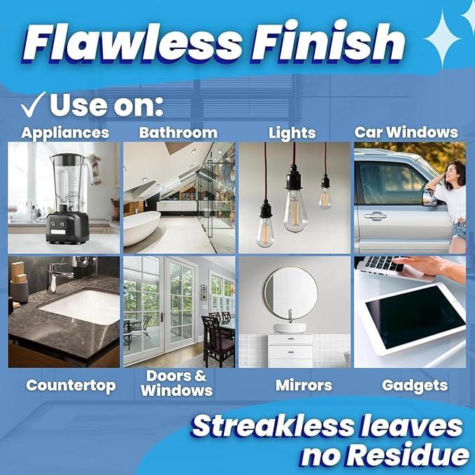 Professional Glass Cleaner Spray 3-Pack - 23oz Streak-Free Aerosol + Microfiber Cloth - NeatNest