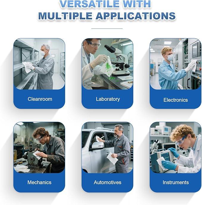 Cleanroom Wipes 4"x4" (1200 Pcs, Cellulose/Polyester Blend, Grade A, 68GSM) Lint Free Wipes for Laboratory, Electronics, Pharmaceutical,Printing,Automotives and Semiconductor Industries - NeatNest