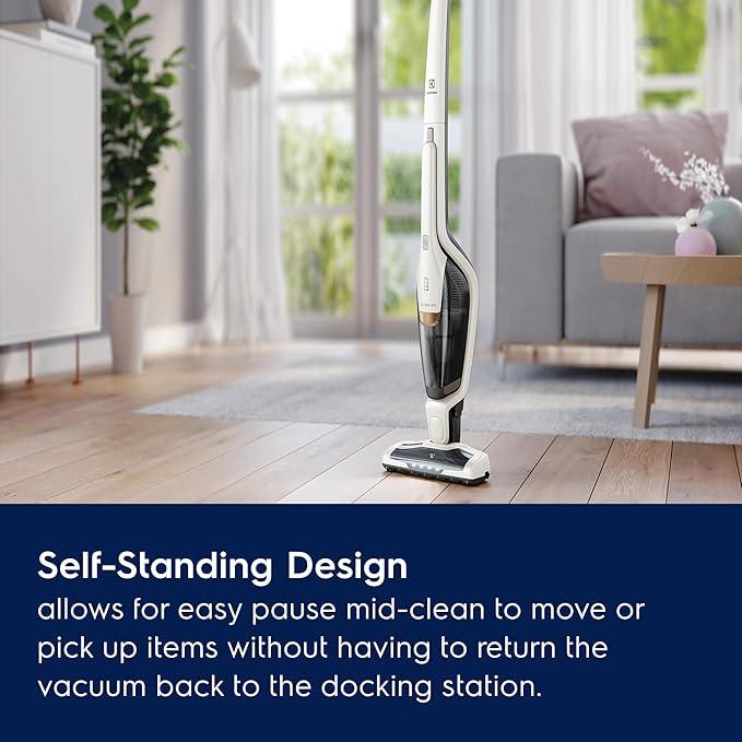 Electrolux Ergorapido Cordless 2-in-1 Vacuum Cleaner with High Suction Power and 180° EasySteer Mobility, 48-Minute Run Time, 2 Power Modes, Satin White - NeatNest