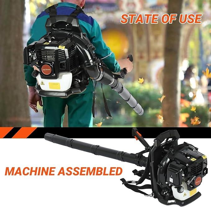 Backpack Leaf Blower,52CC Backpack Leaf Blower Gas Powered,550CFM 2-Stroke Engine Gas Leaf Blower,Powerful Air Cooling Gasoline Backpack Blower Snow Blower for Garden Yard (550CFM Black) - NeatNest
