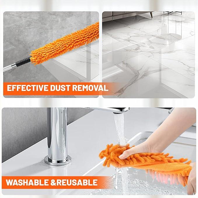 30ft High Reach Duster Kit with Extendable Pole (5-24ft),High Ceiling Duster Kit Includes–Ceiling Fan Blade Cleaner, Cobweb Remover, Bendable Duster, Microfiber Glass Scrubber & Squeegee & Swivel Head - NeatNest