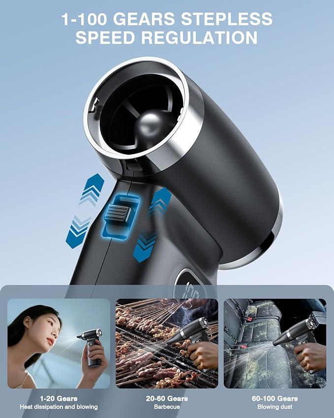 Electric Compressed Air Duster Cordless: 60 MPH High Wind Speed Mini Air Blower for Electronics Portable Computer Cleaner Hand Keyboard Cleaning Powerful Duster for Car, Fans and Other Sences - NeatNest