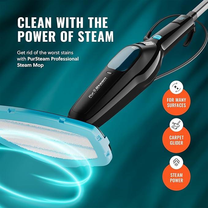 PurSteam Professional Steam Mop | Multi-Surface Floor Cleaner for Hardwood, Tile, Laminate & Carpet | Fast Heating, Lightweight & Chemical-Free Cleaning - NeatNest