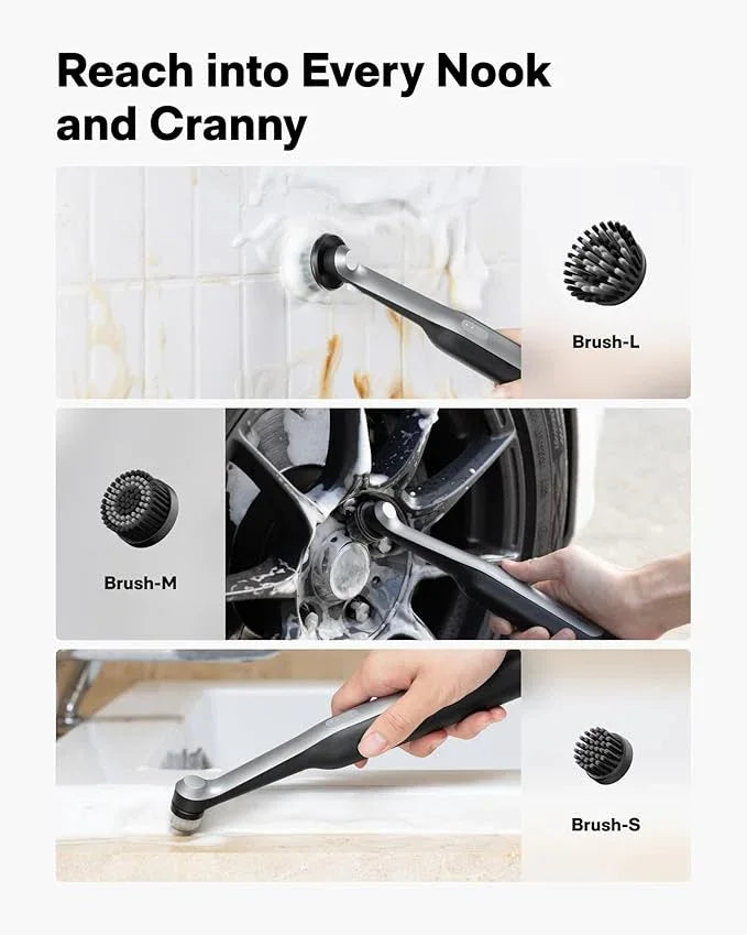 HOTO Wand™ Cordless Spin Scrubber, Electric Rechargeble Grout Cleaning Brush, IPX7 Waterproof Bathroom Scrubber, 12 Replaceable Brush Heads Version Power Scrubber for Grout, Tiles, Corners, Crevices - NeatNest