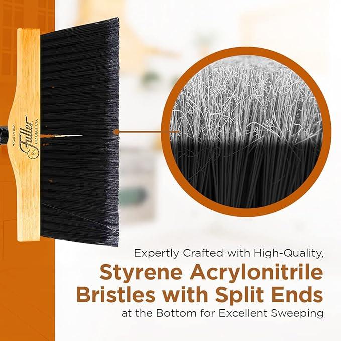 Fuller Brush 10-Inch Maple Wood Broom with 2 Piece Black Steel Threaded Handle for Indoor and Outdoor Cleaning on Hard Floors, Tile, Concrete, and Garage Surfaces - NeatNest