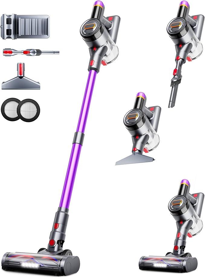 Cordless Vacuum Cleaner, 550W 45Kpa Vacuum Cleaners for Home, 60Mins Stick Vacuum with LED Display, Self-Standing & Anti-Tangle, 8-in-1 Wireless Vacuum for Carpet Pet Hair Hardfloor - NeatNest