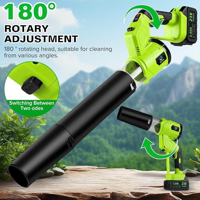 Cordless Leaf Blower,Rechargeable Leaf Blower,21V Cordless Electric Blower with 2 Batteries & Charger,4 Speed Modes, Rotable Handle Design, for Patio Cleaning,Yard, Blowing Leaves,Dust or Snow - NeatNest