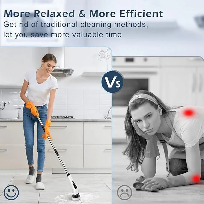 Electric Spin Scrubber, Cordless Cleaning Brush Scrubber for Home, 8 Replaceable Brush Heads-90Mins Work Time, 3 Adjustable Size, 2 Speeds for Bathroom Shower Bathtub Glass Car - NeatNest