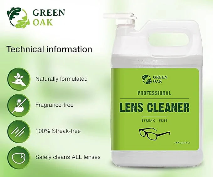 Green Oak Lens Cleaner Refill Professional Lens Cleaner Refill– Best for Eyeglasses, Cameras, and Lenses - Safely Cleans Fingerprints, Dust, Oil (1 Gallon Refill) - NeatNest