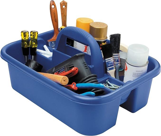 Akro-Mils 09185 Plastic Tote Tool & Supply Cleaning Caddy with Handle, (18-3/8-Inch x 13-7/8-Inch x 9-Inch), Blue (09185BLUE) - NeatNest