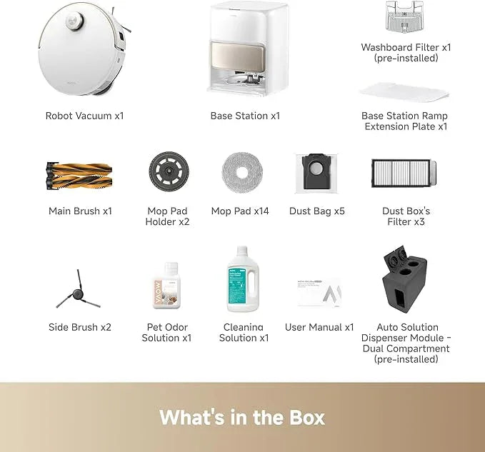 Mova V50 Ultra Complete Robot Vacuum and Mop Self-Cleaning, 24,000 Pa Suction, Liftable Navigation with Obstacle Overcoming and Warm Water Mopping with DuoSolution System Designed for Pets - NeatNest