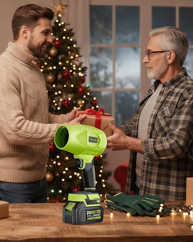 Saker Cordless Leaf Blower Portable Dust Cleaner Handheld Blowers 2 x 4.0Ah Batteries 180000 RPM Air Duster with Adjustable Speed for Drying Patio Cleaning Green - NeatNest