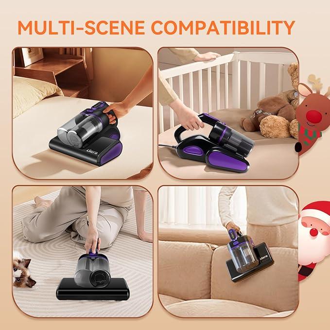 Mattress Vacuum Cleaner, 16KPa Suction Bed/Couch Vacuum, 253.7nm UV-C+140°F Heating+HEPA Filter, 600W Pet Hair Remover for Mattress/Sofa/Crib, Lightweight Corded Deep Cleaner - NeatNest