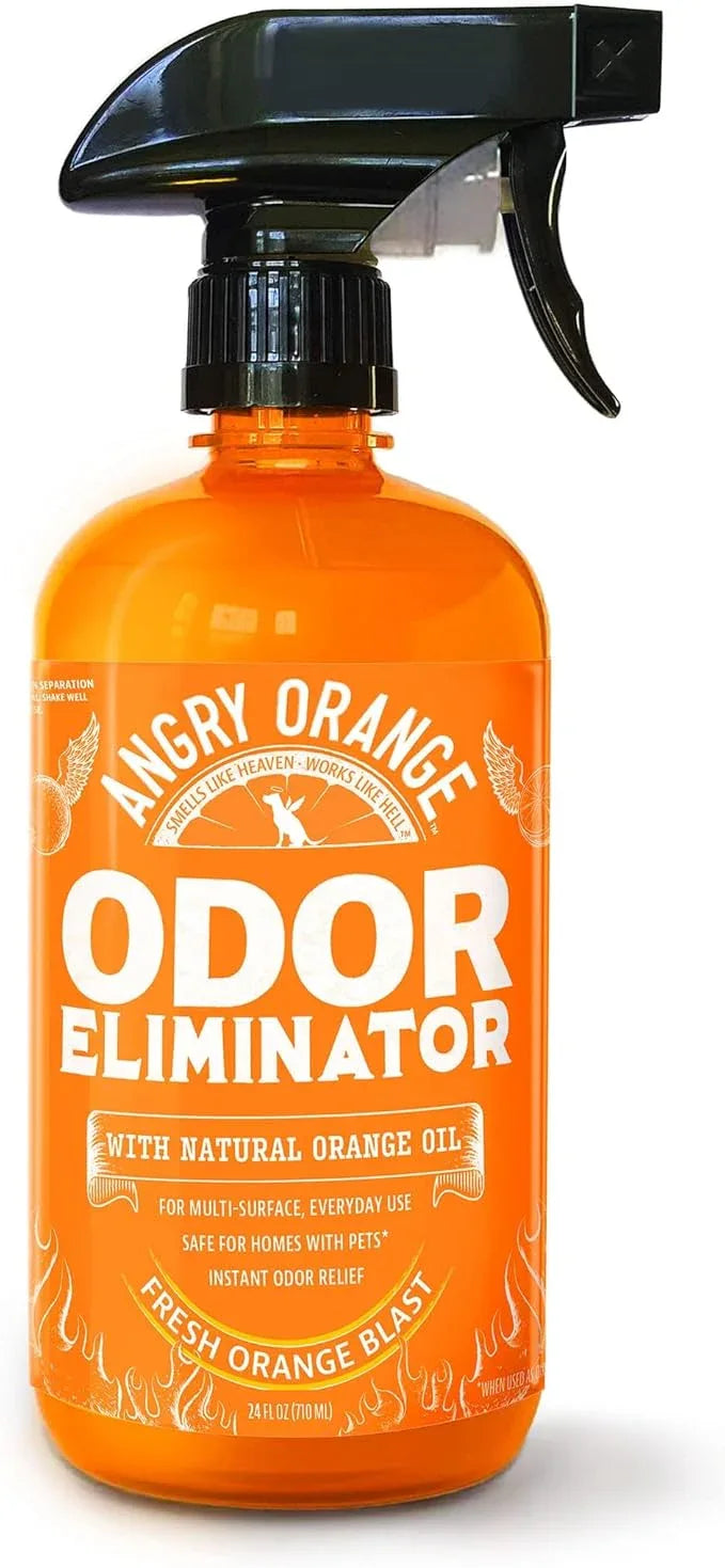 ANGRY ORANGE Pet Odor Eliminator for Dog and Cat Urine, Carpet Stains, and Strong Smells – Citrus Cleaner with Natural Orange Oil – 24 oz - NeatNest