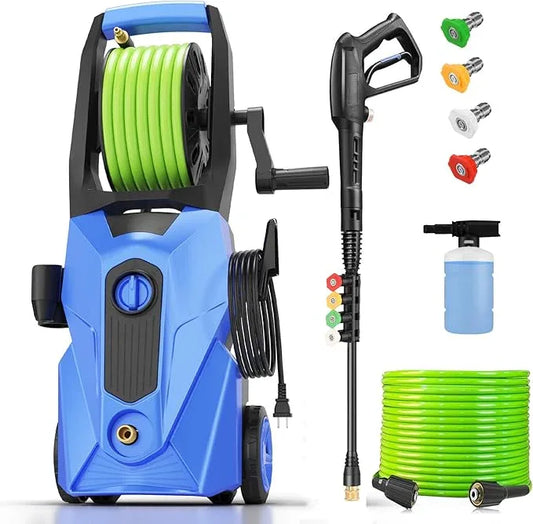 5000PSI Power Cleaner with 33FT Pressure Cleaner Hose, 4 Nozzles for Home/Car(Blue) - NeatNest