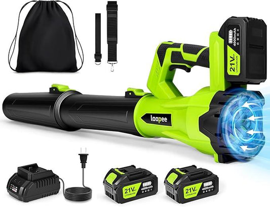 Leaf Blower Cordless,Electric Leaf Blower with 2 4.0Ah Battery Powered and Fast Charger, Cordless Blowers for Lawn Care and Car Dust Snow Blower,6 Speed Control - NeatNest
