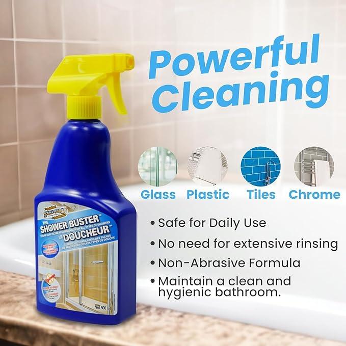 Shower Cleaner Buster Spray - all Types of Surfaces, Shower Glass Cleaner, Stop Soap Scum & Water Stain (2 x 500 ML / 16.9 OZ) - NeatNest