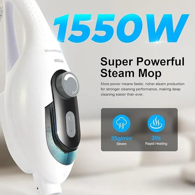 11-in-1 Steam Mop, 1550W Powerful Handheld Steam Cleaner, 260°F Multi-Functional Floor Steamer with 21.3FT Cord for Floors, Hardwood, Tiles, Grout, Windows, Kitchen, Bath, Adjustable (White) - NeatNest