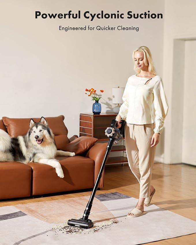 Trucozie Cordless Vacuum Cleaner, 8-in-1 Lightweight Stick Vacuum with 45mins Runtime, Powerful Suction, Vacuum Cleaners for Home, Hardwood Floors, Carpet, Pet Hair, Black - NeatNest