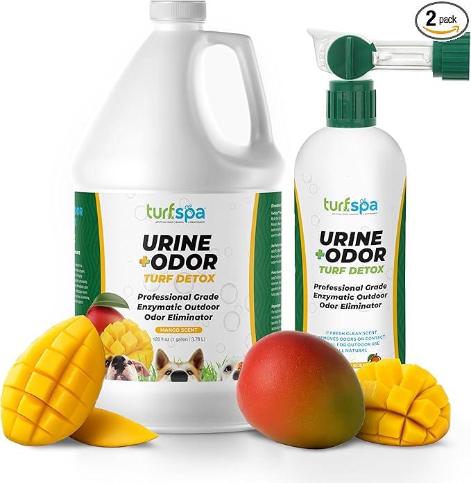 Urine & Odor Turf Detox: Mango 32 oz Sprayer & Gallon Refill Professional Enzyme Cleaner & Odor Eliminator for Artificial Grass, Turf, Concrete, Patios, Enzymatic Cleaner for Dogs & Cats - NeatNest