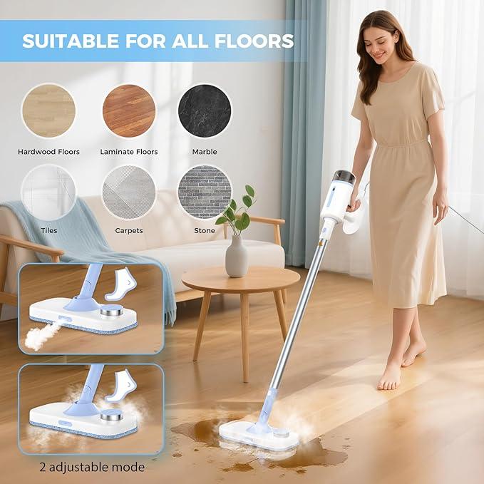 10 in 1 Floor Steamer with Detachable Handheld Steam Cleaner Perfect for Hardwood Floors, Clothes, Windows, Tiles, Furniture, Carpet, Whole Home Use,Steam Mop for Floor Cleaning - NeatNest
